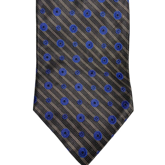 City of London by Ferrell Reed Men's Silk Necktie Hand Sewn Italy Blue Circles - Picture 1 of 6